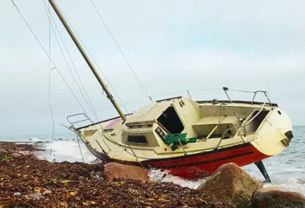 Boat after a crash.